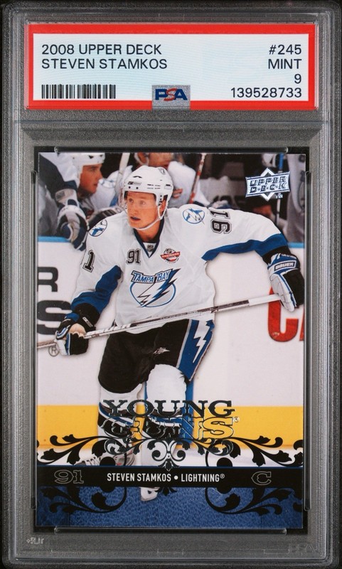 2008 UPPER DECK #245 STEVEN STAMKOS YOUNG GUNS RC ROOKIE PSA 9