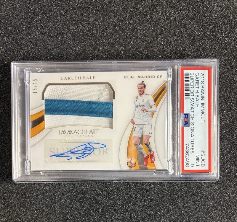 2018 Panini Immaculate Soccer Gareth Bale Match Worn Patch AUTO /15 PSA 9 Madrid