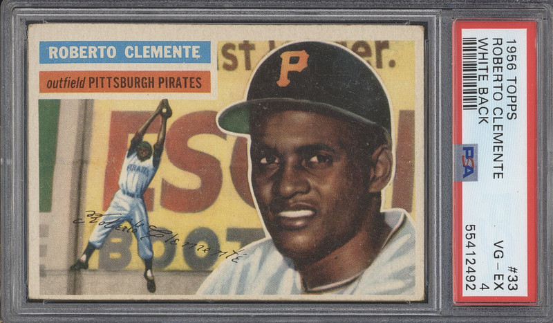 1956 Topps #33 ROBERTO CLEMENTE - PSA 4 VG/EX - WHITE BACK HOF PIRATES