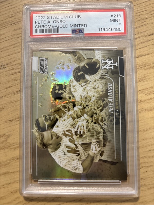 2022 Topps Stadium Club Pete Alonso #216 Chrome Gold Minted PSA 9