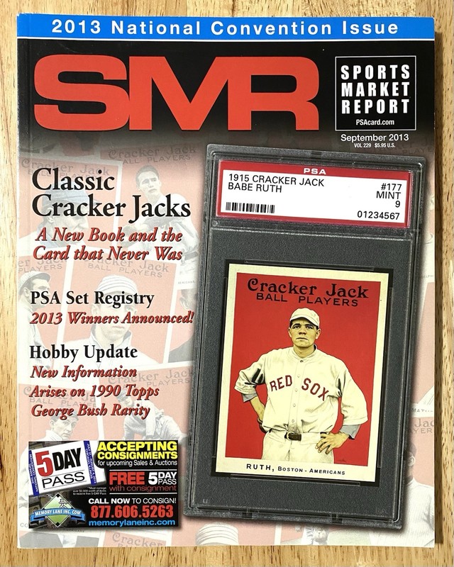Babe Ruth Cover PSA -- Sports Card Magazine SMR --  1915 Cracker Jack
