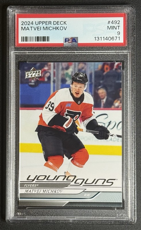 2024-25 Upper Deck Series 2 Young Guns Matvei Michkov #492 RC PSA 9