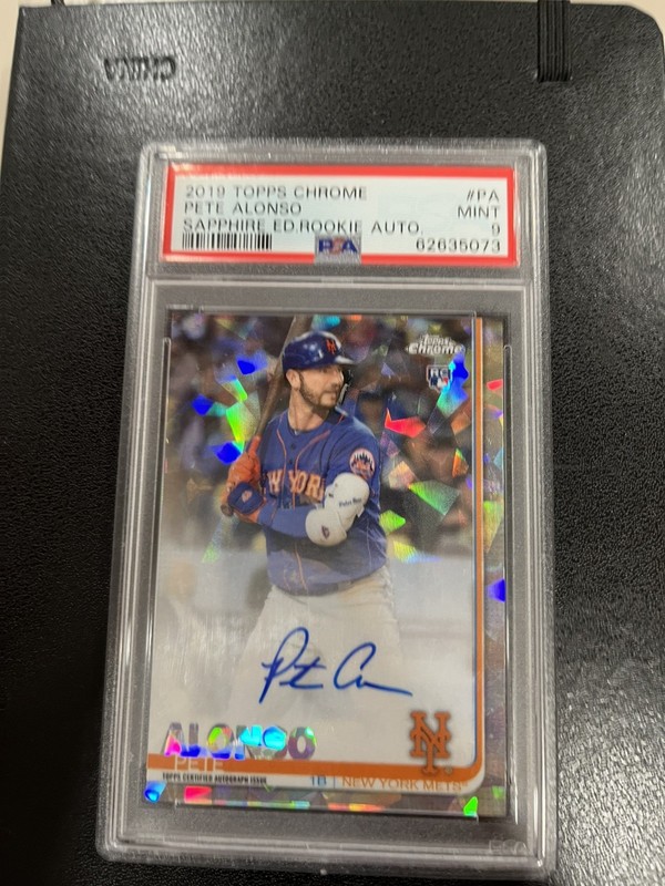 2019 Topps Chrome Sapphire Pete Alonso Mets RC Rookie PSA 9 ON CARD AUTO