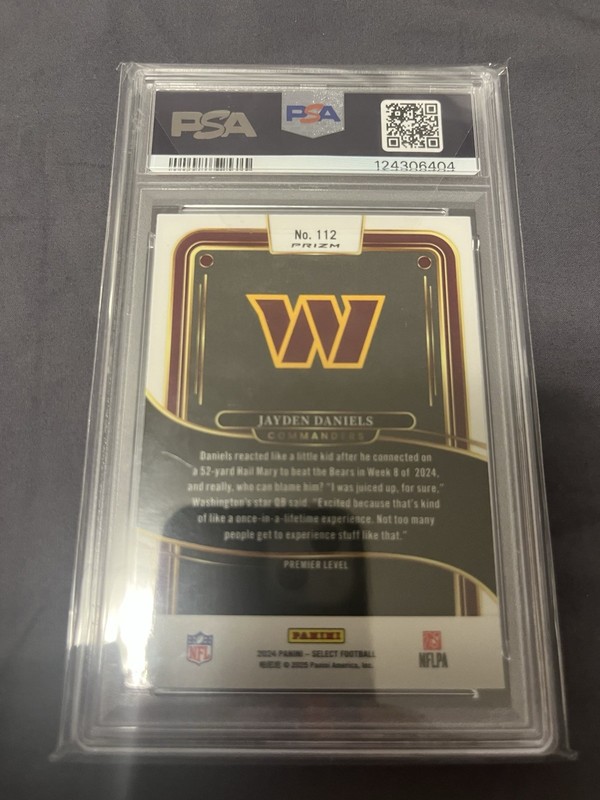 Panini 2024 Select Premier Level Jayden Daniels Silver Prizm RC #112 PSA 10 view 2