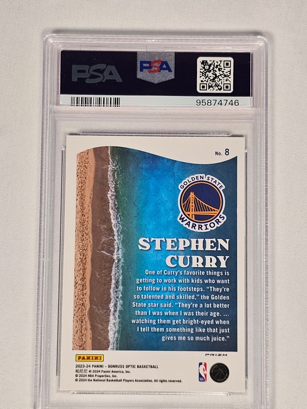 Stephen Curry- 2023 Panini Donruss Optic Splash Purple PSA 10 GEM MINT Warriors view 2
