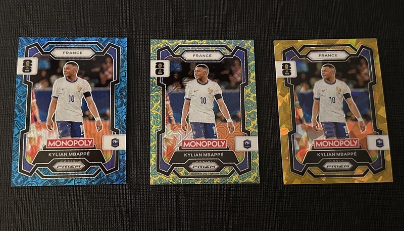 2026 Panini Prizm FIFA Monopoly Kylian MBAPPÉ World Cup HAT TRICK + Gold & Blue!