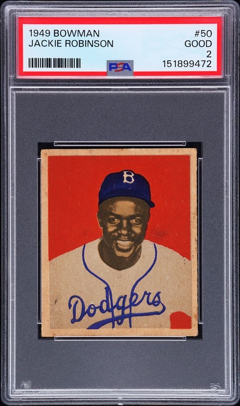 1949 BOWMAN #50 JACKIE ROBINSON ROOKIE CARD GRADED PSA 2 DODGERS