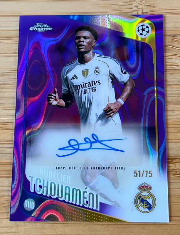 2025-26 Topps Chrome UEFA UCC Aurelien Tchouameni Purple Lava Auto /75