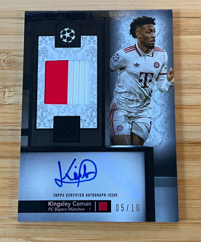 2024-25 Topps Museum UEFA Kingsley Coman 2 Color Auto Relic Patch Black /10