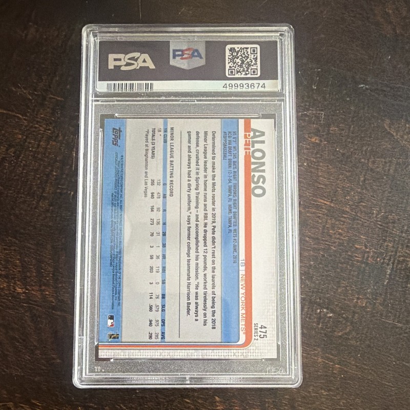 2019 Topps - Pete Alonso #475 Batting (RC) PSA 10 view 2