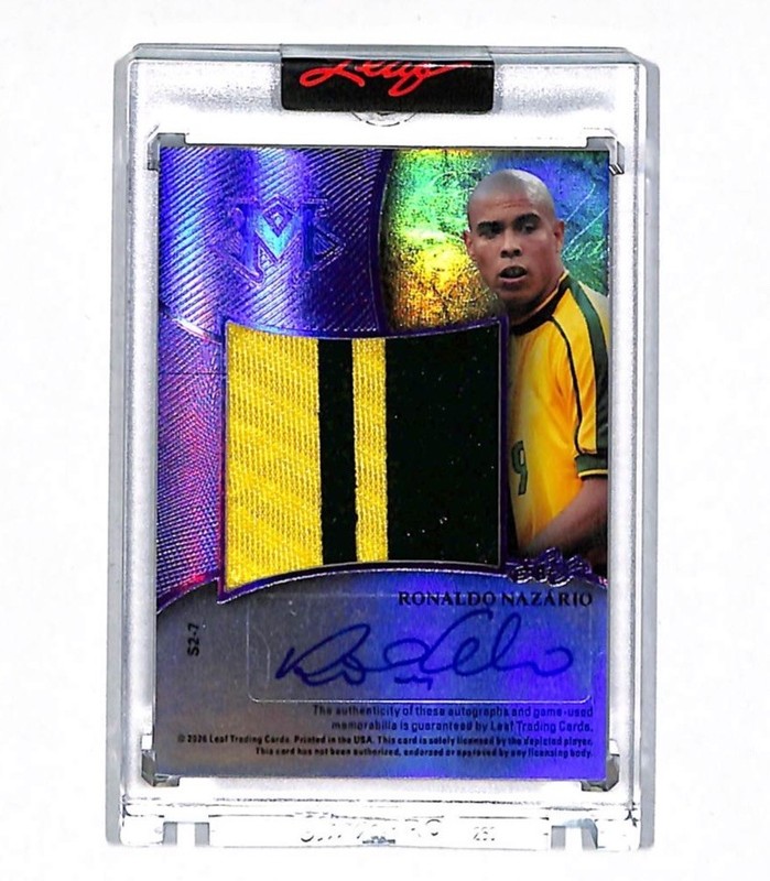 2026 Leaf Magnificent Neymar Jr Ronaldo Nazario 1/2 Dual Auto Jumbo Patch Card  view 2