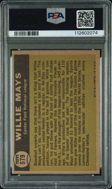 1961 Topps #579 WILLIE MAYS - PSA 4 VG/EX - ALL STAR HOF SAN FRANCISCO GIANTS view 2