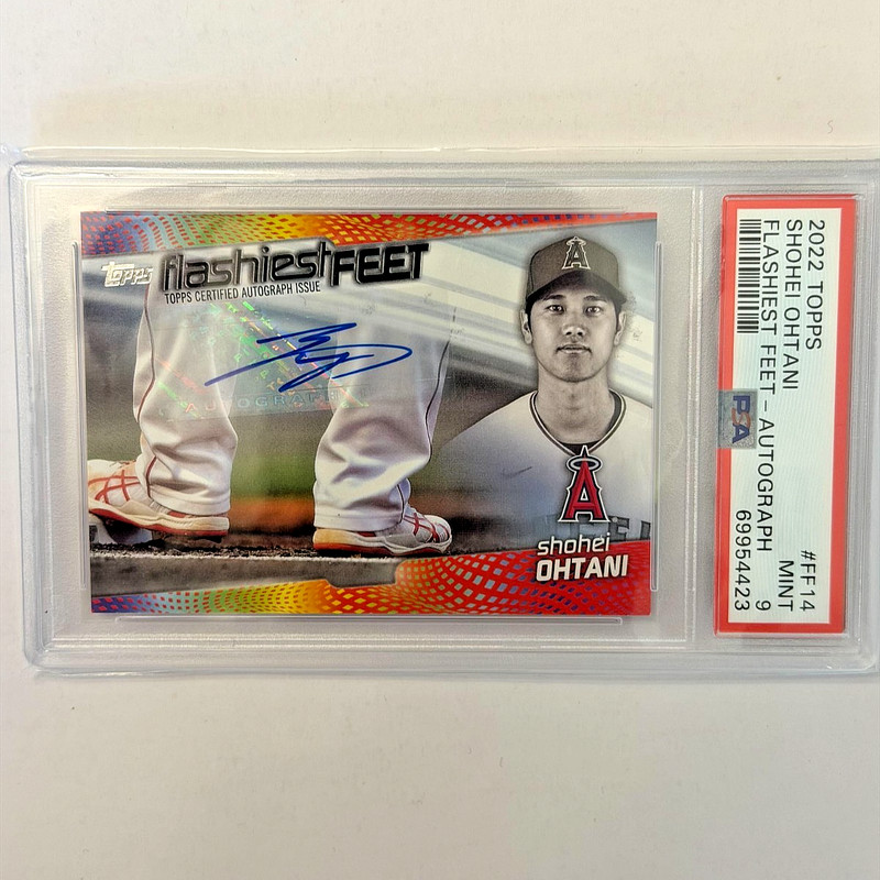 2022 Topps Shohei Ohtani Flashiest Feet Auto 08/10 PSA 9 SSP Angels view 2