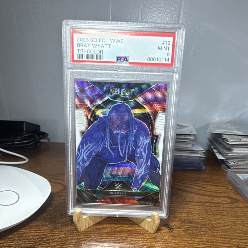 Panini 2023 Select WWE Concourse Bray Wyatt Tri-Color Prizm #12 PSA 9
