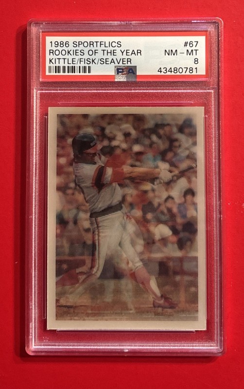 1986 Sportflics CARLTON FISK TOM SEAVER #67 PSA 8 Vtg MLB HOF ROOKIE OF THE YEAR