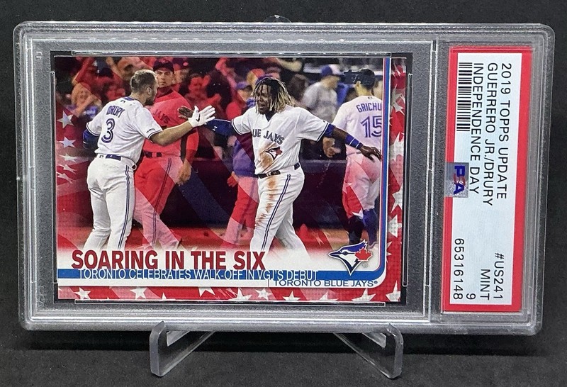 2019 Topps Update Vladimir Guerrero Jr Soaring Rookie PSA 9 Independence Day /76 view 1