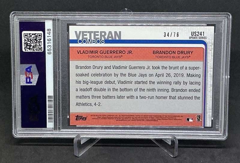 2019 Topps Update Vladimir Guerrero Jr Soaring Rookie PSA 9 Independence Day /76 view 2