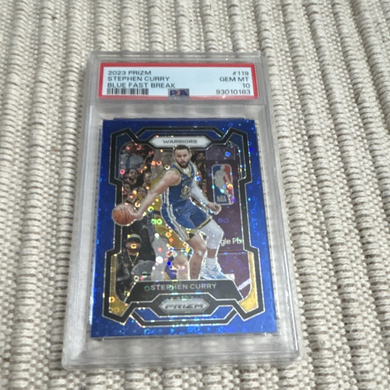 Panini 2023-24 Prizm Stephen Curry #119 Blue Fast Break PSA 10 /150