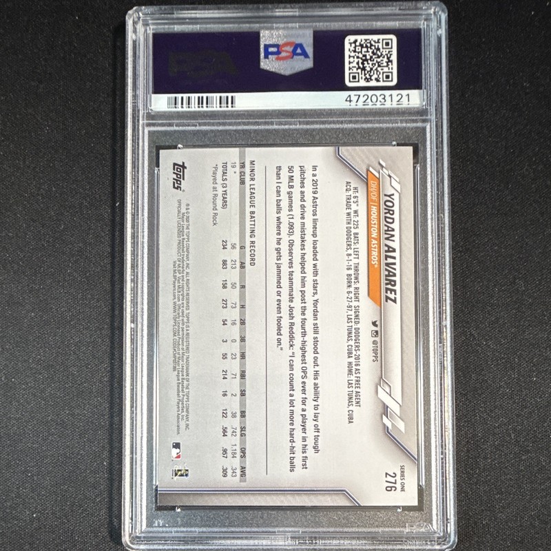 Topps 2020 Yordan Alvarez Topps Allstar Rookie Orange Jersey RC PSA 10 view 2