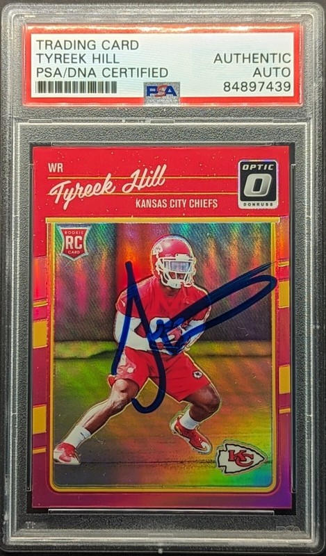 TYREEK HILL Rookie Auto 2016 Optic Pink Holo Prizm PSA Authentic Auto SP RC