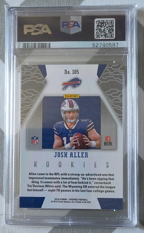2018 Phoenix Color Burst Josh Allen Rookie RC PSA 9 Buffalo Bills view 2