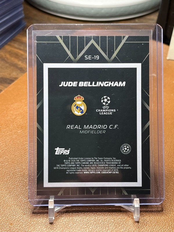 Jude Bellingham 2025-26 Topps Chrome UEFA #SE-19 Shadow Etch Real Madrid view 2