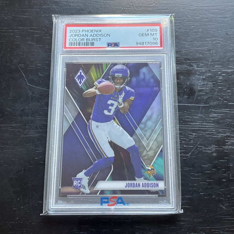 Panini Phoenix 2023 Jordan Addison #109 Color Burst Rookie PSA 10 Vikings