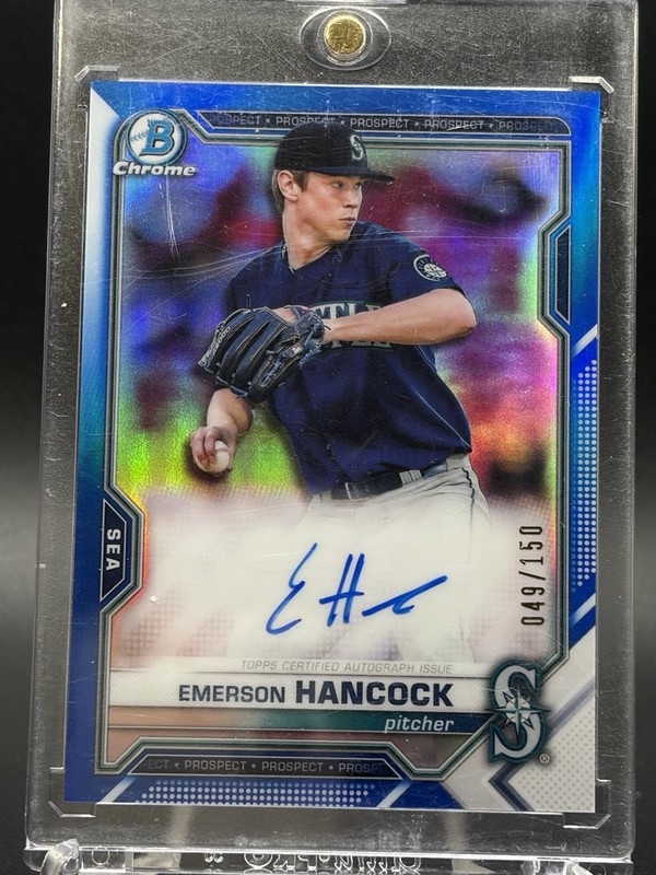 2021 Topps Bowman Chrome Emerson Hancock Auto Blue /150