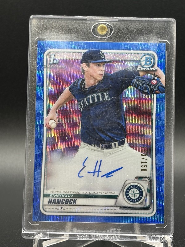 2020 Bowman Chrome Draft Emerson Hancock Auto True Blue /150 Rookie 1st