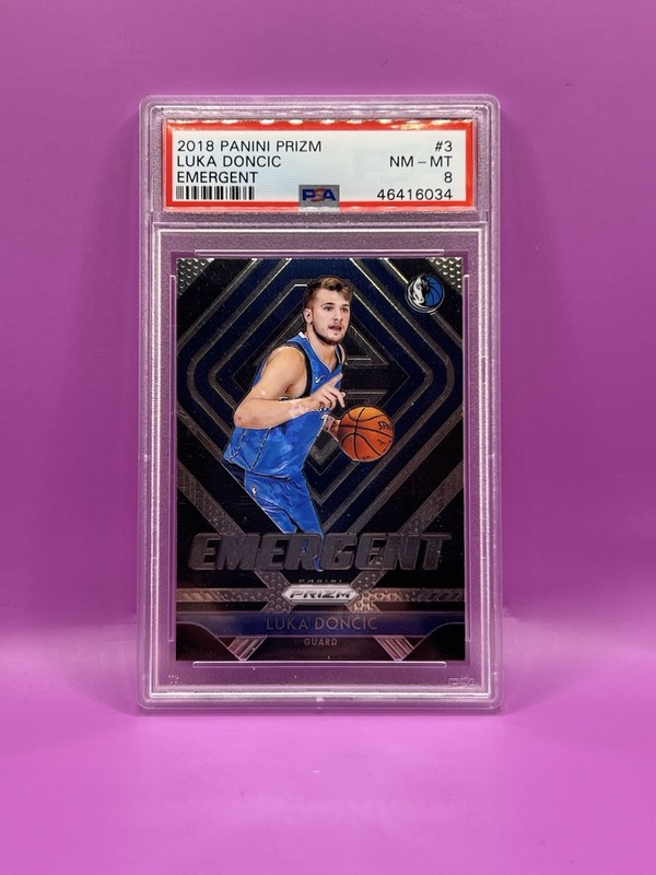 2018-19 NBA Panini Prizm Luka Doncic Emergent #3 PSA 8 Mavericks Rookie RC NM-MT