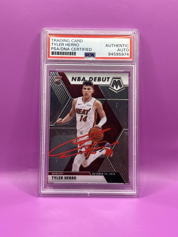 2019-20 Panini Mosaic NBA Debut Tyler Herro RC Auto PSA/DNA Miami Heat Rookie
