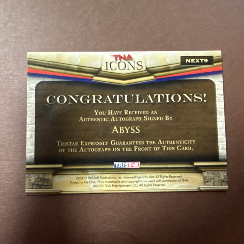 2010 TRISTAR TNA Icons The Next Generation Auto Abyss #NEXT9 Auto Autograph WWE view 2