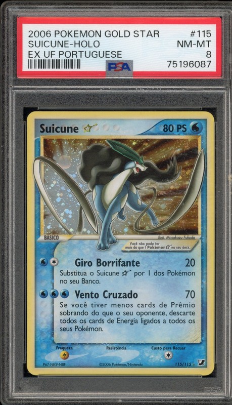Pokemon Suicune Gold Star EX Unseen Forces PORTUGUESE Holo Rare #115 PSA 8