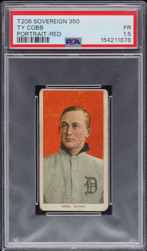 Ty Cobb Red Portrait  - 1909-11 T206 Sovereign 350  - Tigers - HOF - PSA 1.5