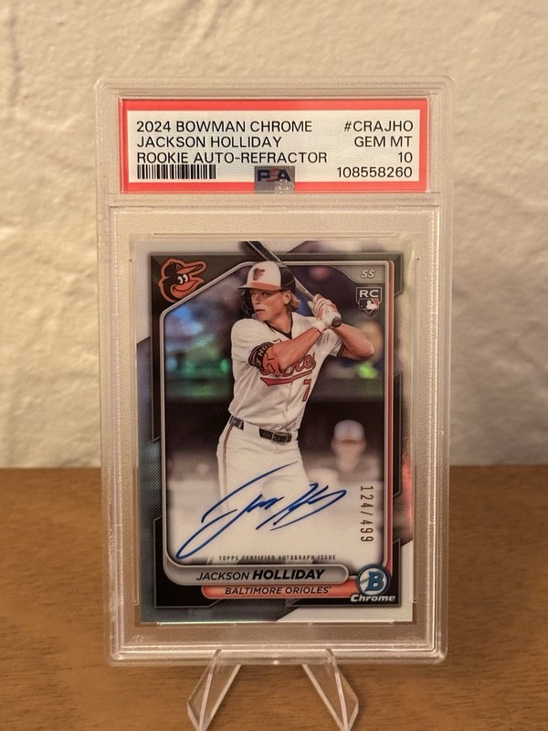 2024 Bowman Chrome Rookie Auto Jackson Holliday #CRA-JHO Refractor /499 PSA 10