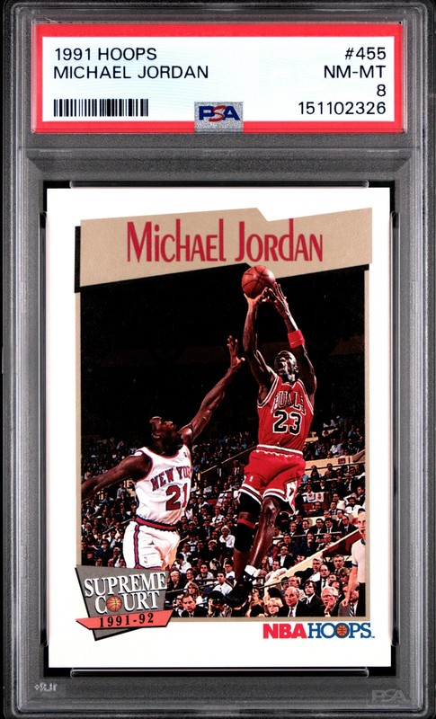 1991 Hoops #455 Michael Jordan PSA 8
