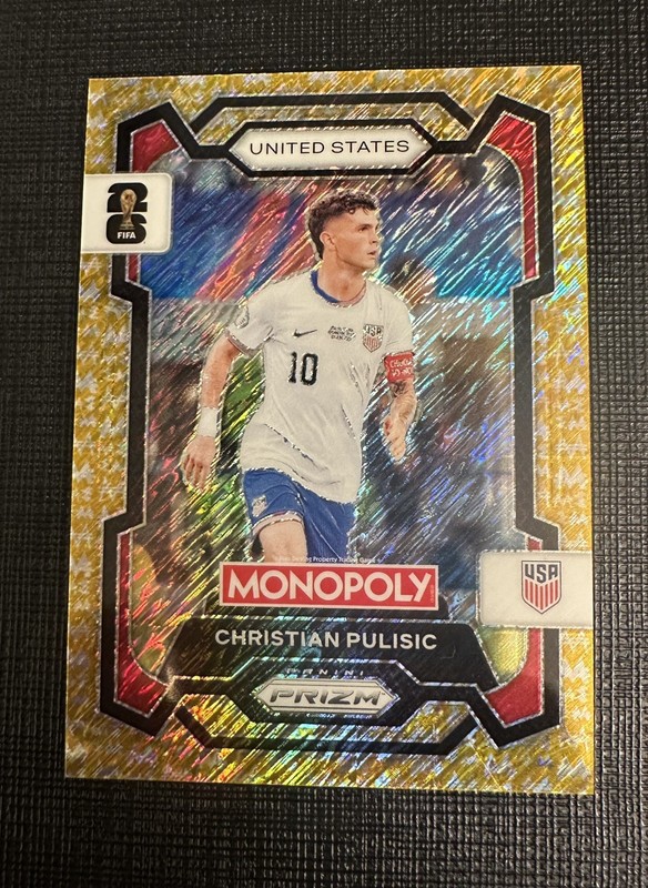 🇺🇸 USA! Panini Monopoly Prizm FIFA World Cup 2026 Pulisic 47 Gold Shimmer /500 view 1