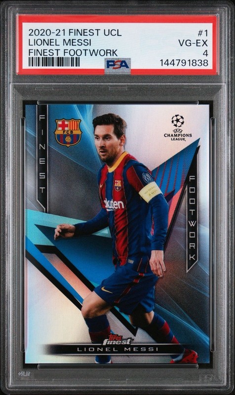 Lionel Messi 2020-21 Topps Finest UCL Finest Footwork PSA 4