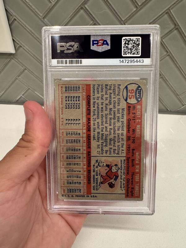 1957 Topps - Mickey Mantle #95 PSA 1.5 view 2