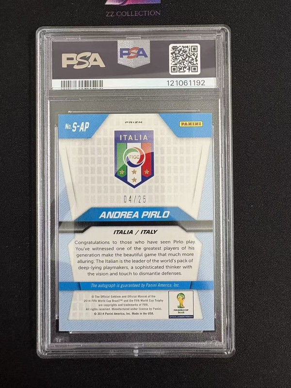 2014 Panini Prizm FIFA World Cup Andrea Pirlo /25 Signatures Prizm PSA 8 Auto 8 view 2
