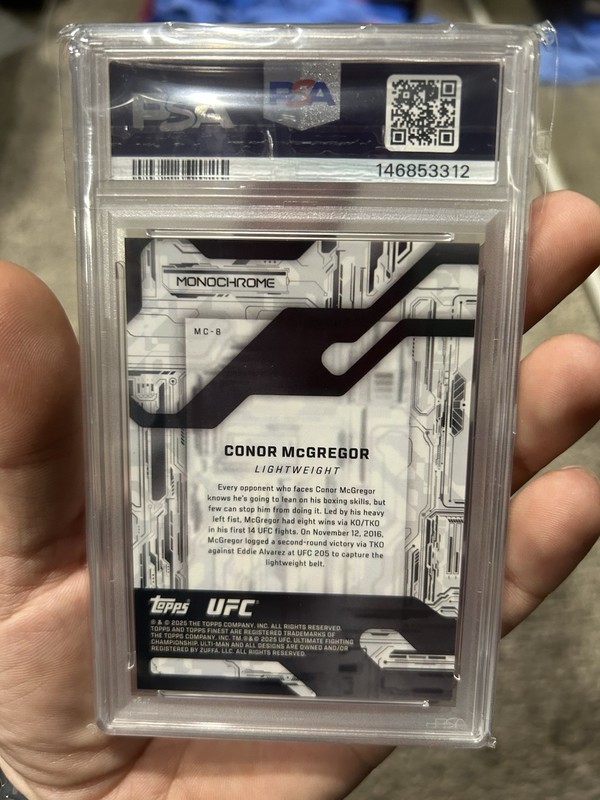 Conor McGregor 2025 Topps Finest UFC Monochrome Case Hit PSA 10 view 2