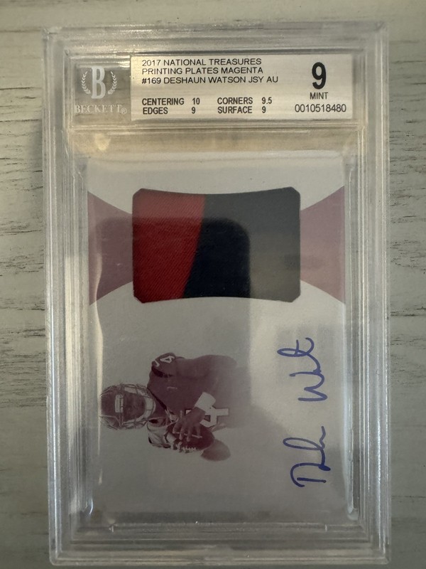 2017 National Treasures Deshaun Watson  1/1 Rookie Auto RPA Printing Plate #169 
