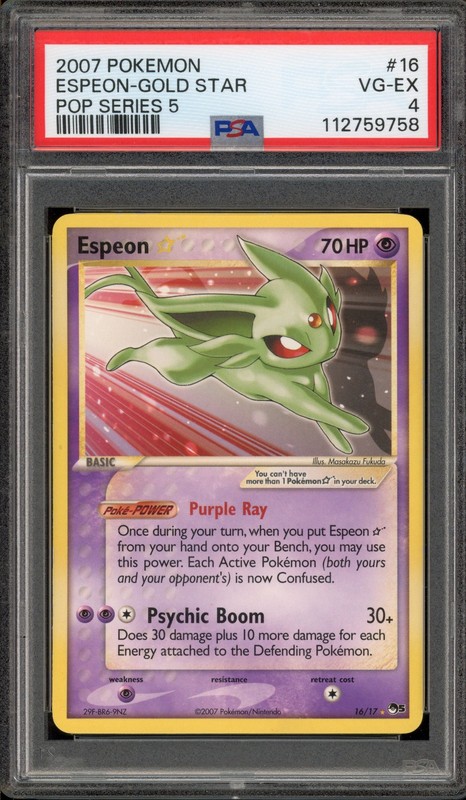 Pokemon Espeon Gold Star POP Series 5 #16 PSA 4