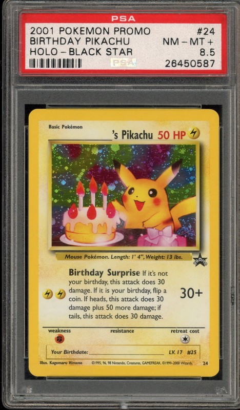 Pokemon Birthday Pikachu Black Star Holo Promo #24 PSA 8.5