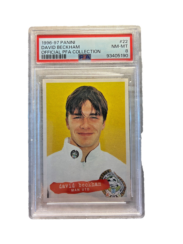 1996-97 Panini Official PFA Collection DAVID BECKHAM RC #22 PSA 8 NM-MT view 2