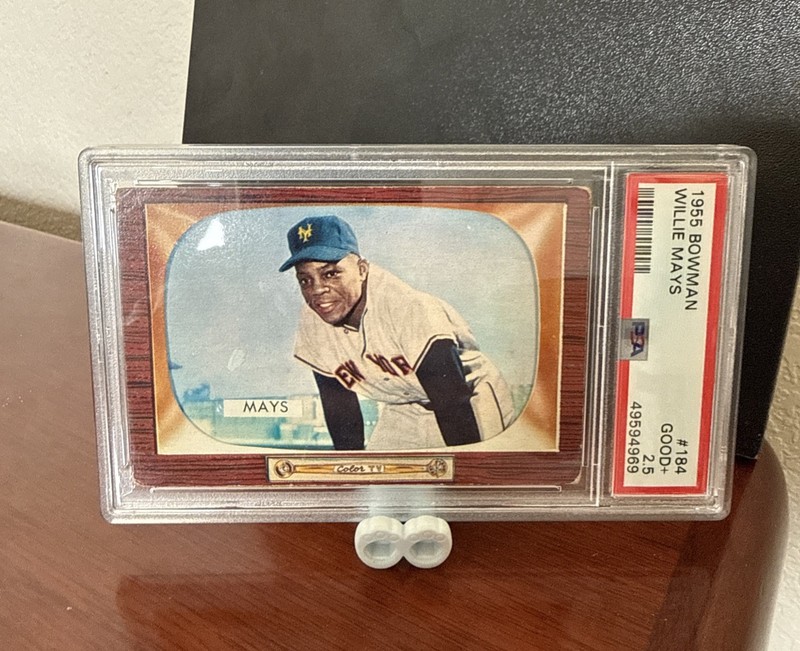 1955 BOWMAN #184 WILLIE MAYS GIANTS HOF PSA 2.5 GOOD+ Nice Centering