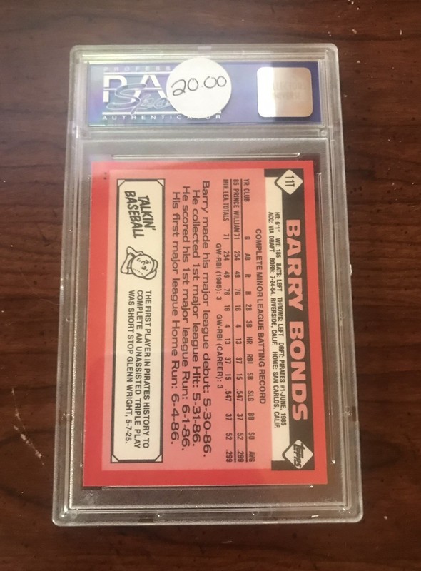 Topps 1986 Traded Barry Bonds #11T Rookie Pittsburgh Pirates PSA NM-MT 8 view 2