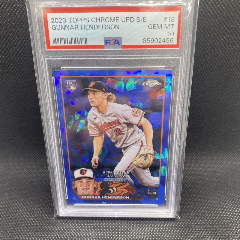 2023 Topps Chrome Update Sapphire Gunnar Henderson RC #USCS18 Orioles PSA 10 view 1