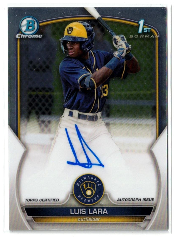 2023 1st Bowman Chrome RC AUTO Luis Lara #CPA-LL! Brewers! Rookie! Autograph!