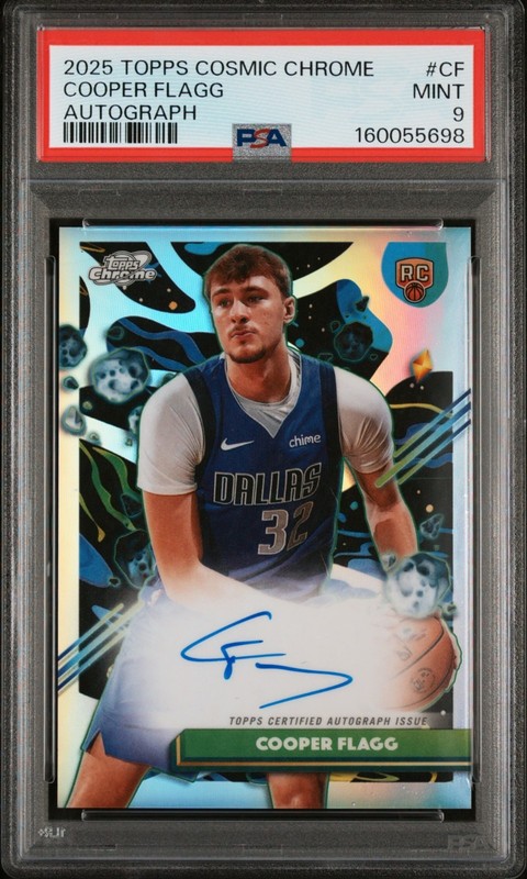 2025 Topps Chrome Cosmic Cooper Flagg On Card Auto RC PSA 9